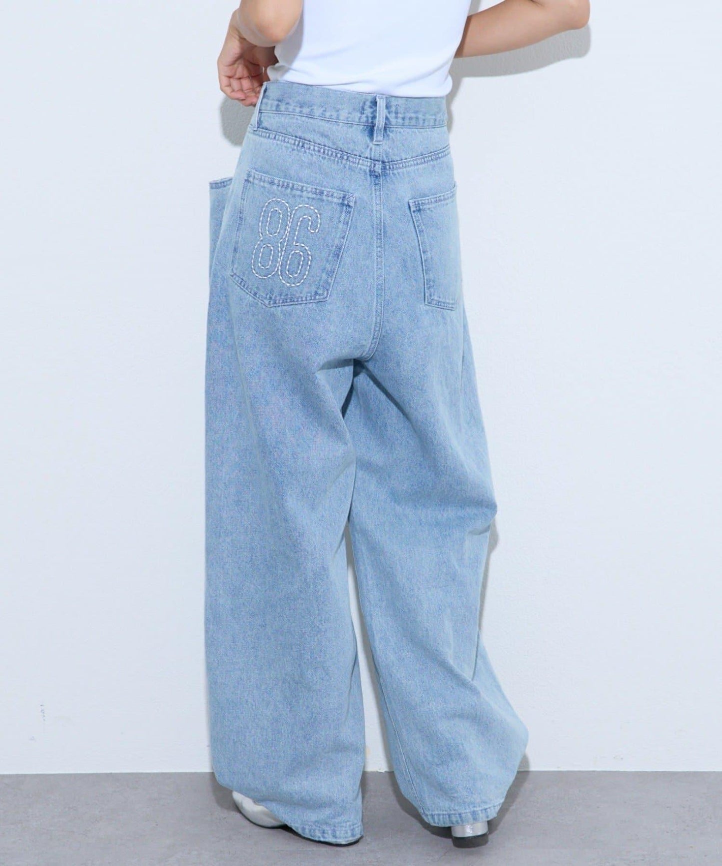 【薩基企劃】【可調節腰圍】超染褶皺設計牛仔褲