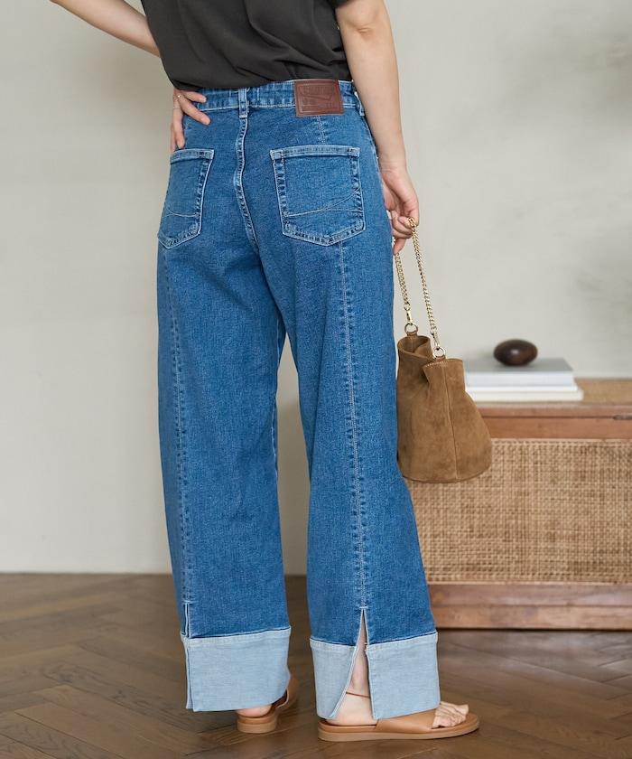 聯名 後開叉 寬鬆直筒