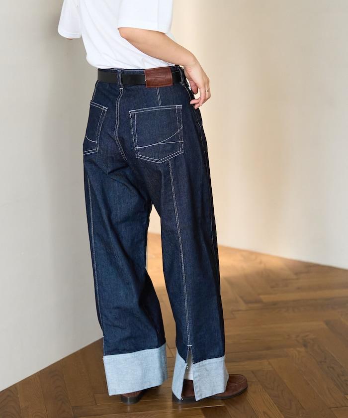 聯名 後開叉 寬鬆直筒