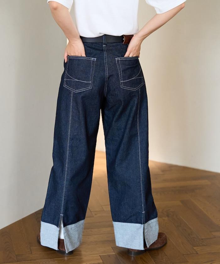 聯名 後開叉 寬鬆直筒