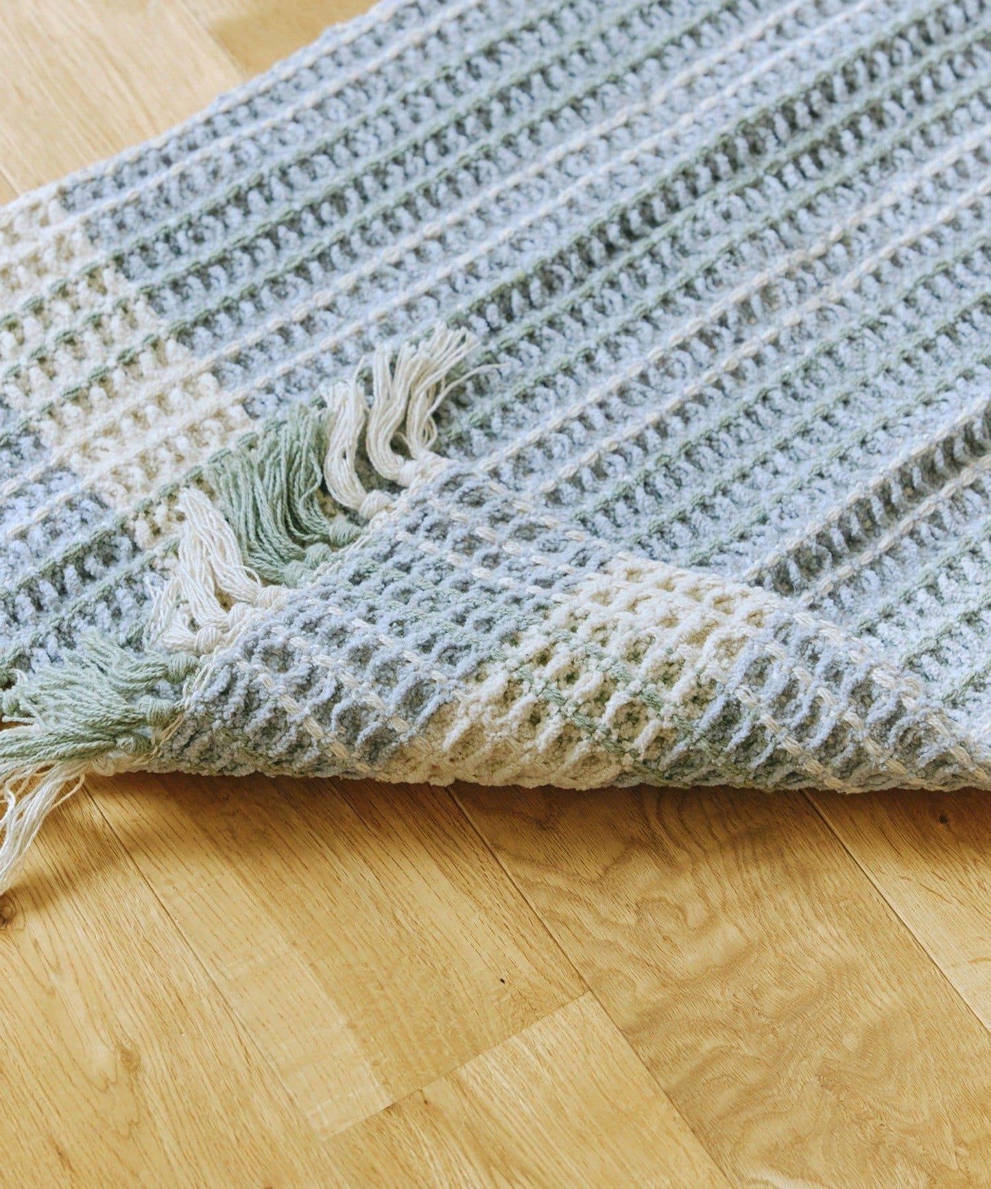 《WEB先行販売》フリンジワッフルマット:約50×80cm