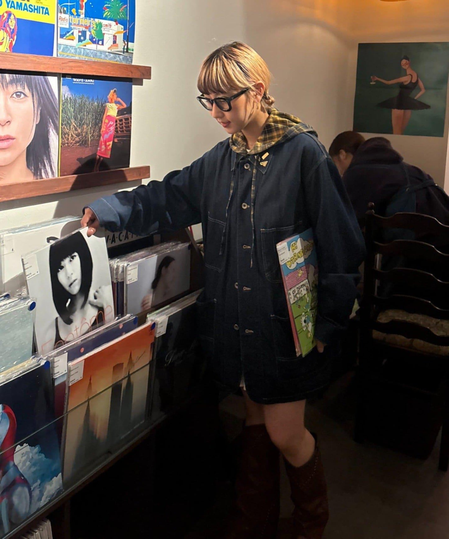 【亞卡企劃】帶食物口袋的混搭加工格子襯衫