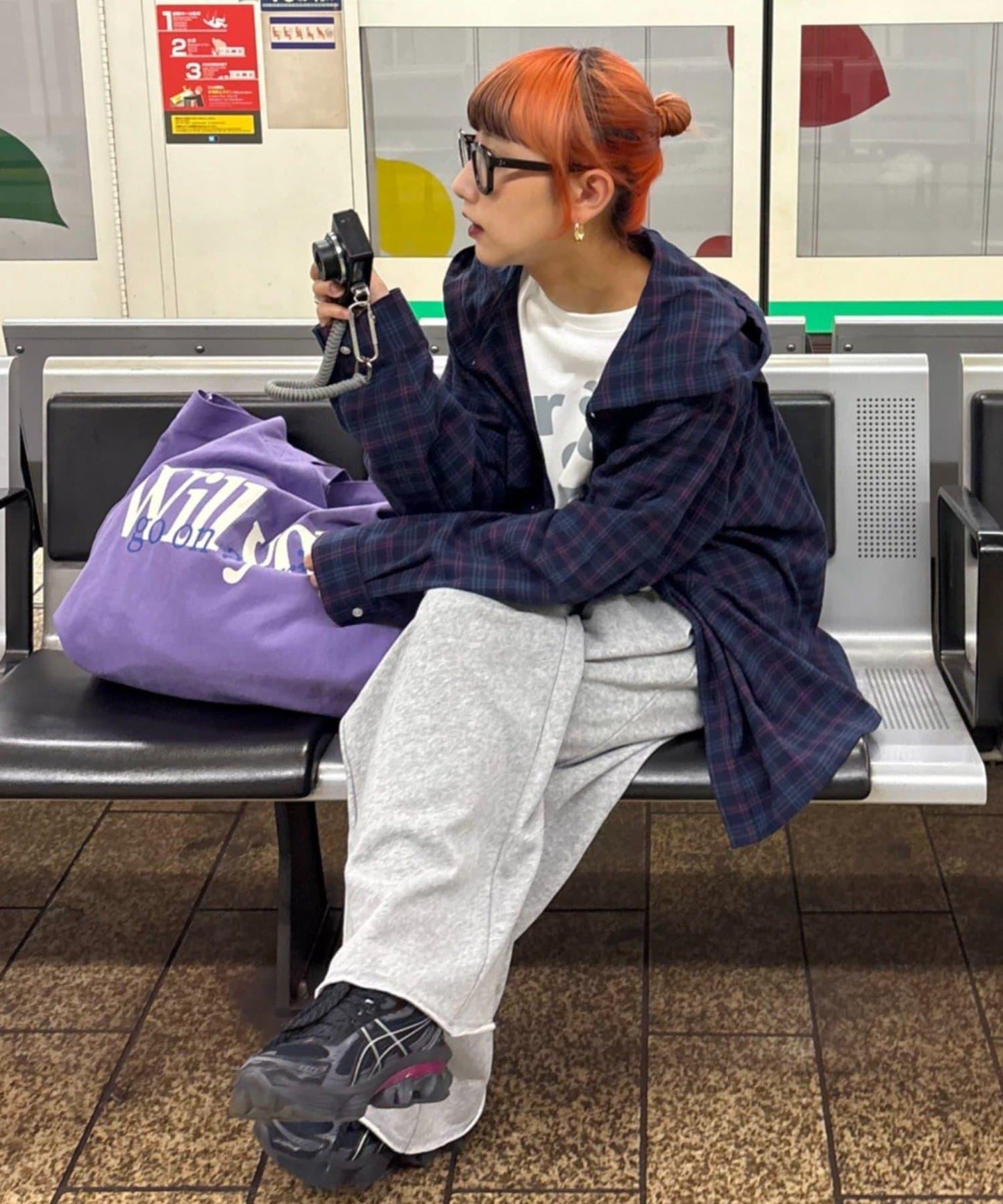 【亞卡企劃】帶食物口袋的混搭加工格子襯衫