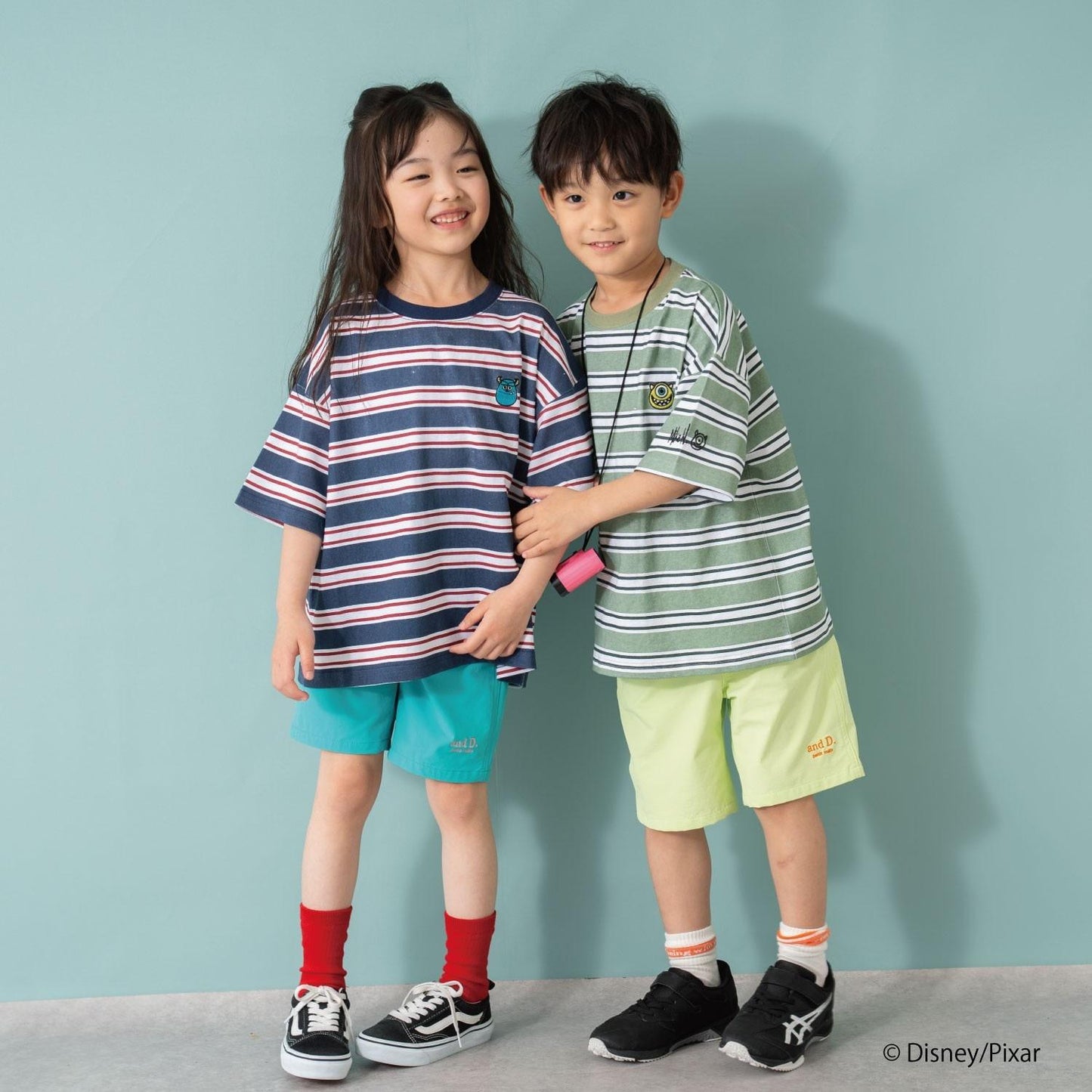 【怪獸電力公司】多色條紋寬鬆短袖T恤