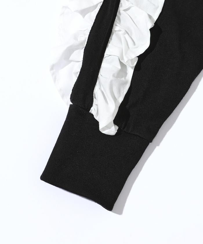 有機棉 袖飾邊 長袖T恤 / 長袖T恤