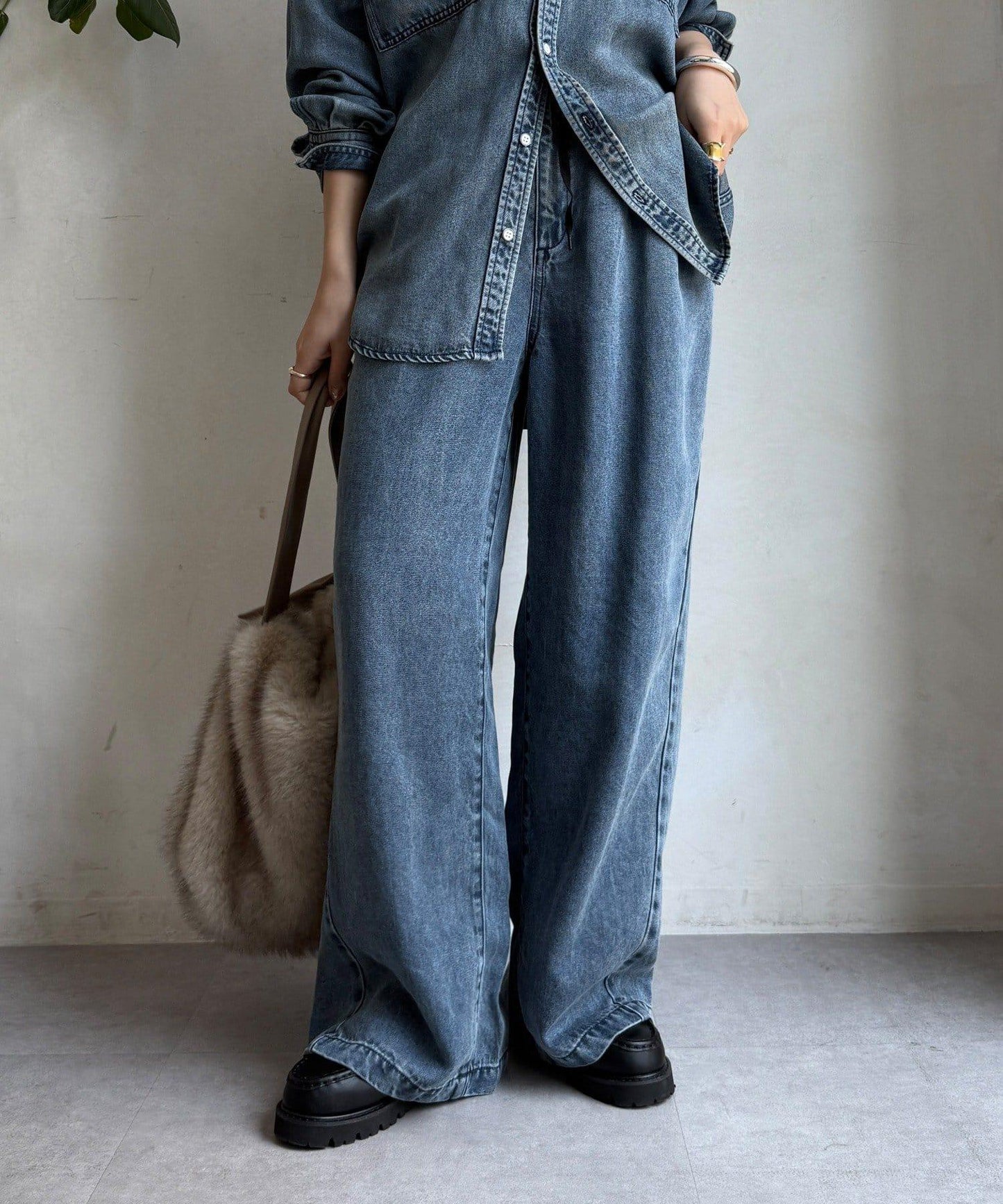 Lyocell寬鬆牛仔褲