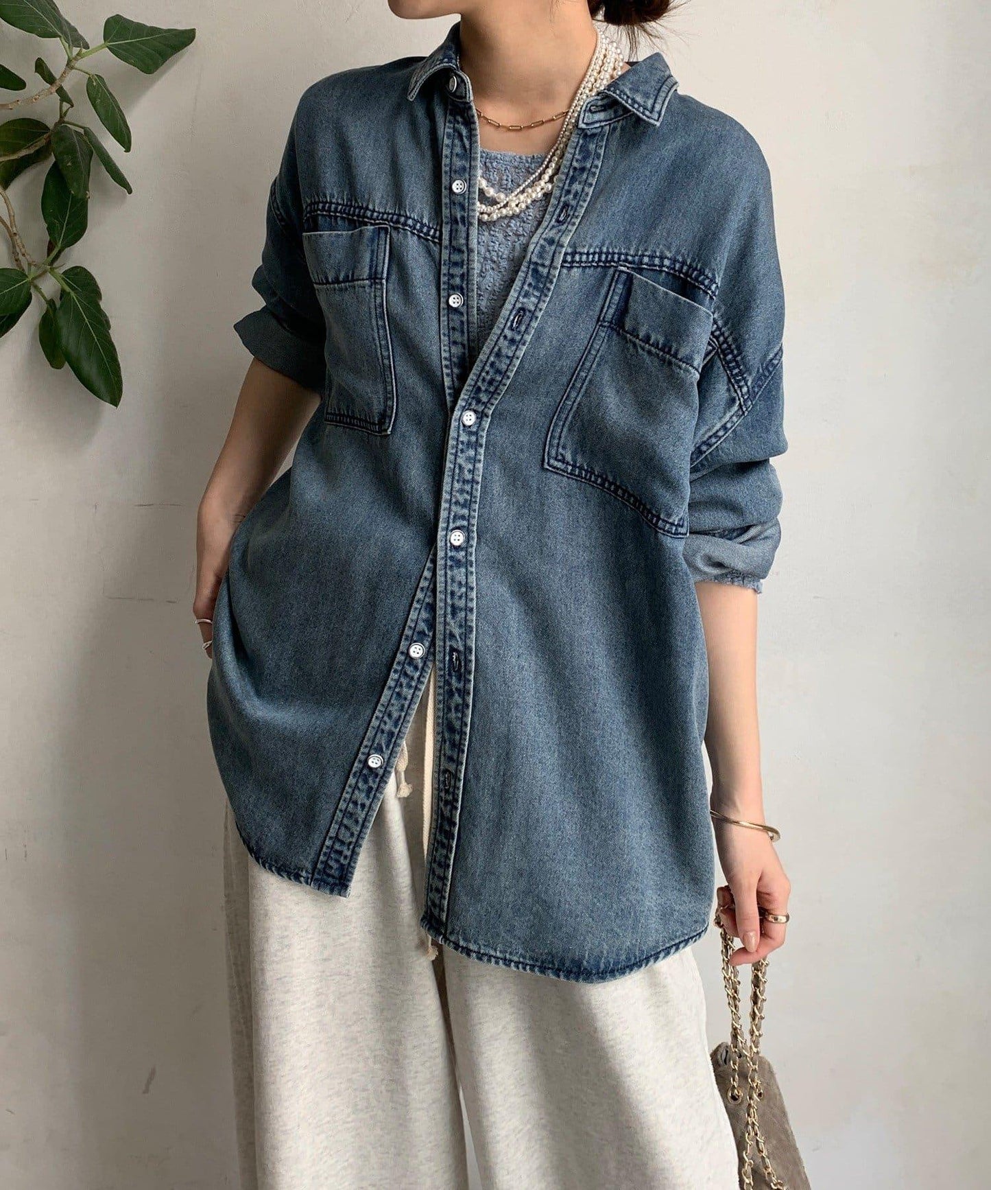 Lyocell牛仔口袋襯衫