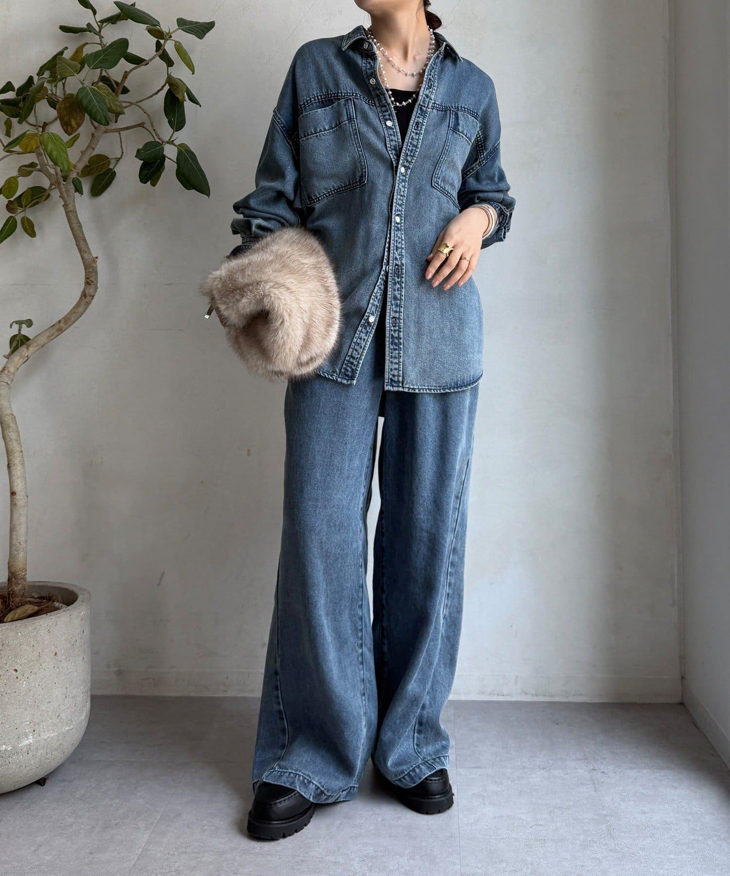 Lyocell寬鬆牛仔褲