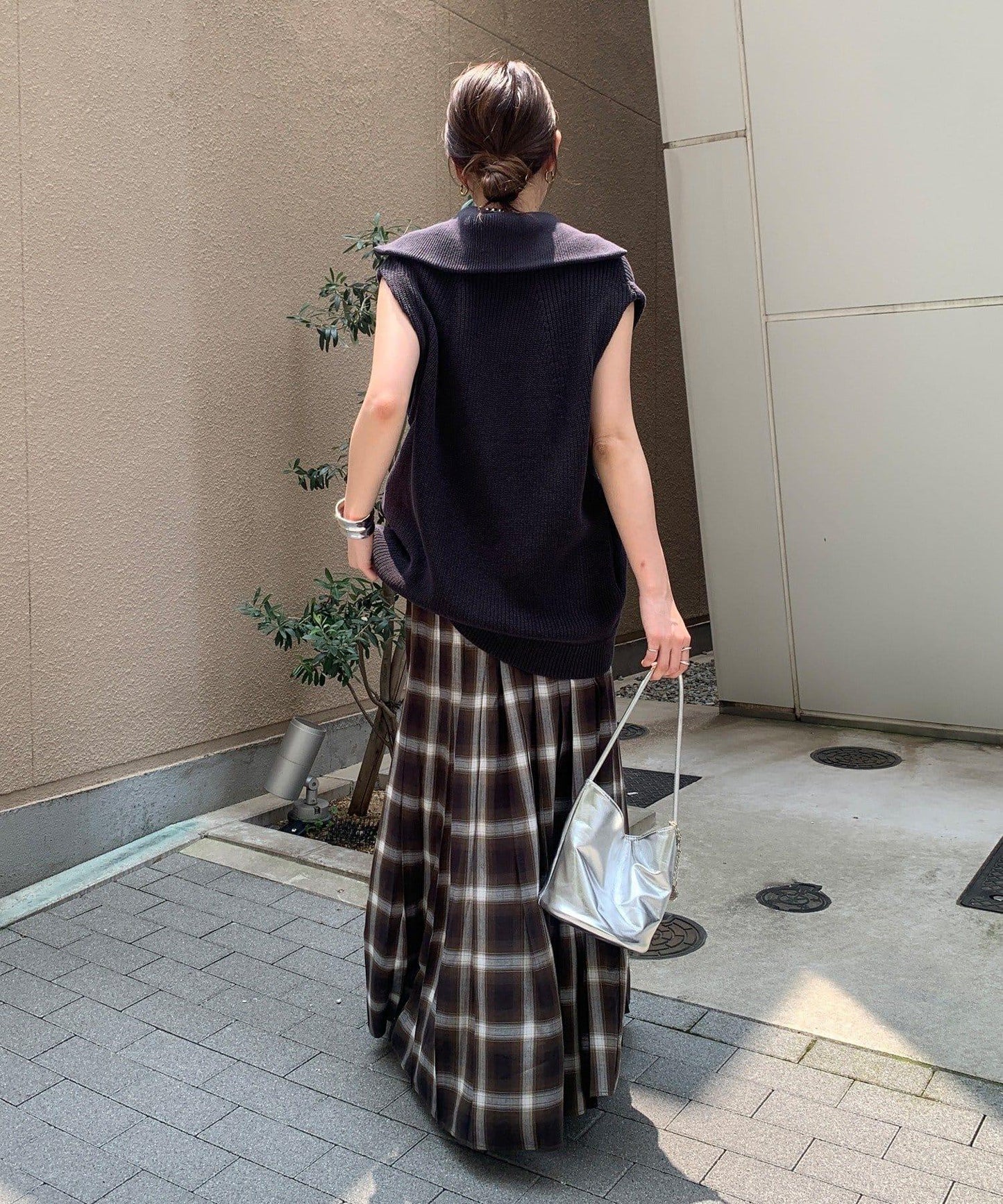 格紋褶裙