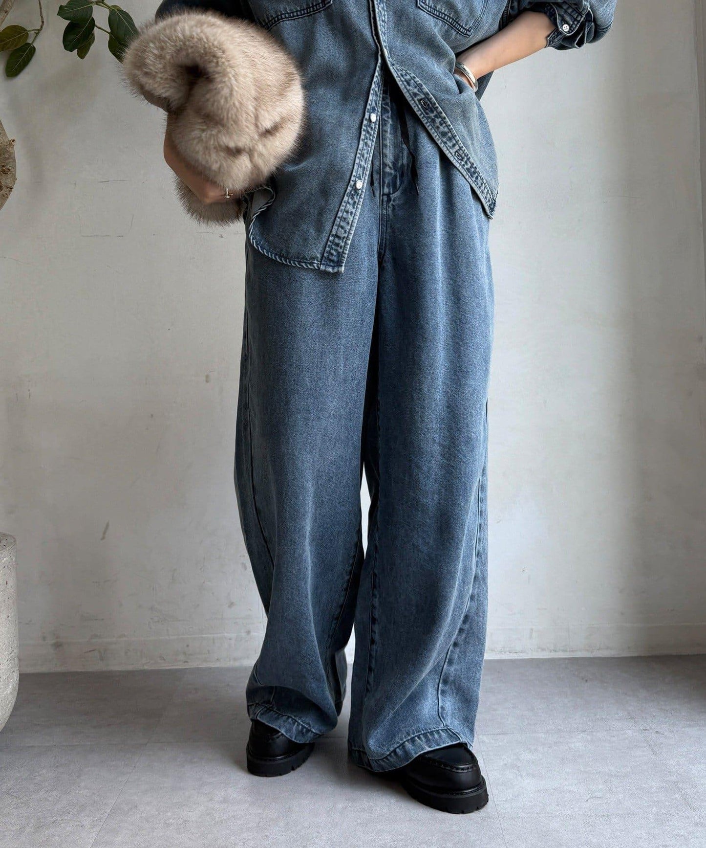 Lyocell寬鬆牛仔褲