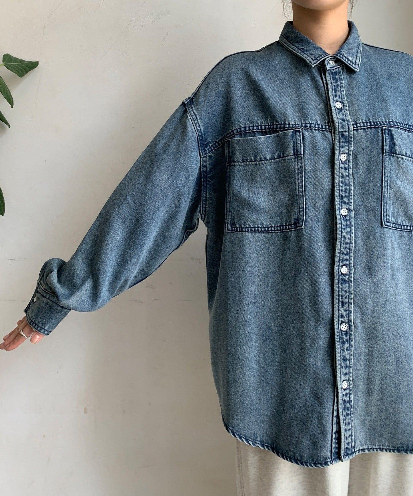 Lyocell牛仔口袋襯衫