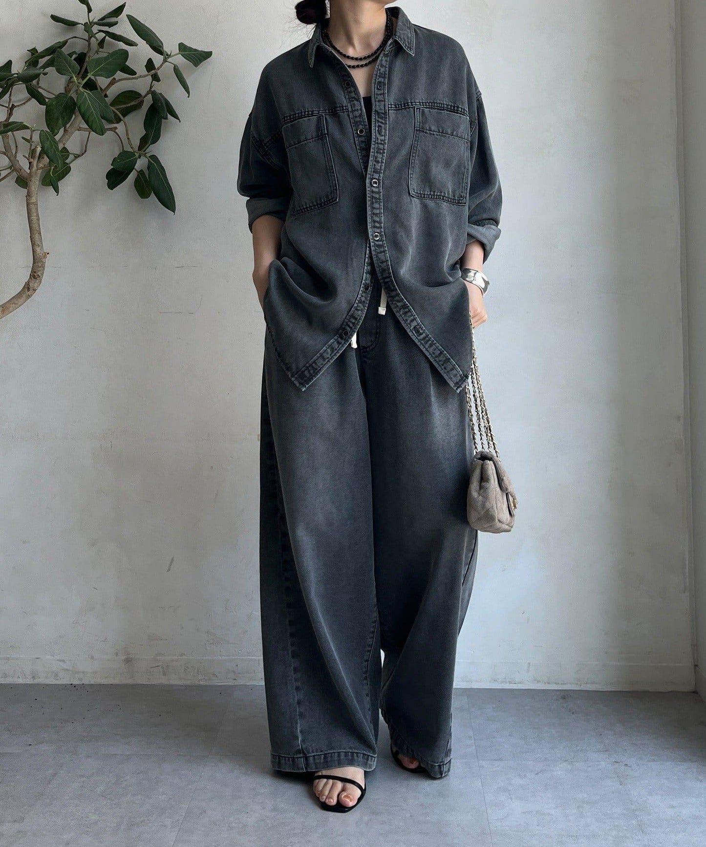 Lyocell牛仔口袋襯衫