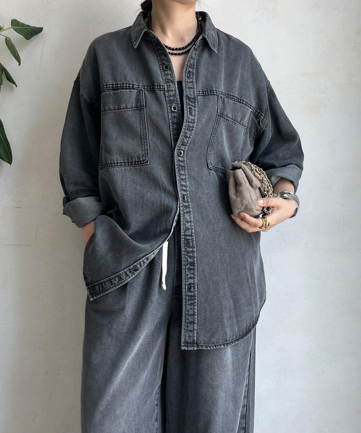 Lyocell牛仔口袋襯衫