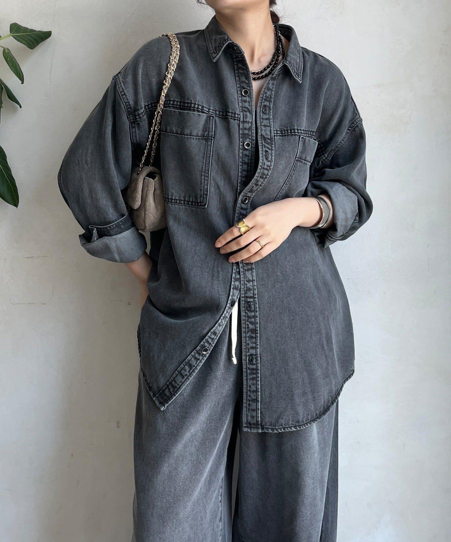 Lyocell牛仔口袋襯衫