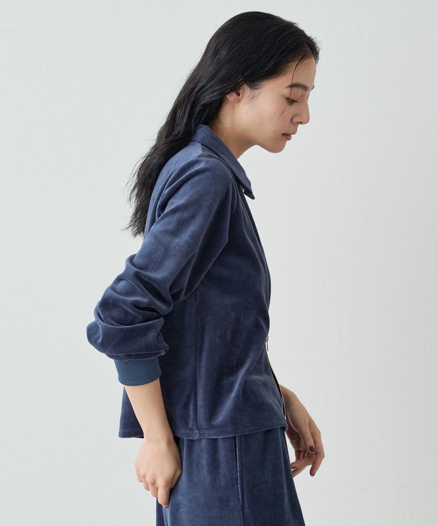 【earthy_】棉質絲絨雙拉鍊開衫