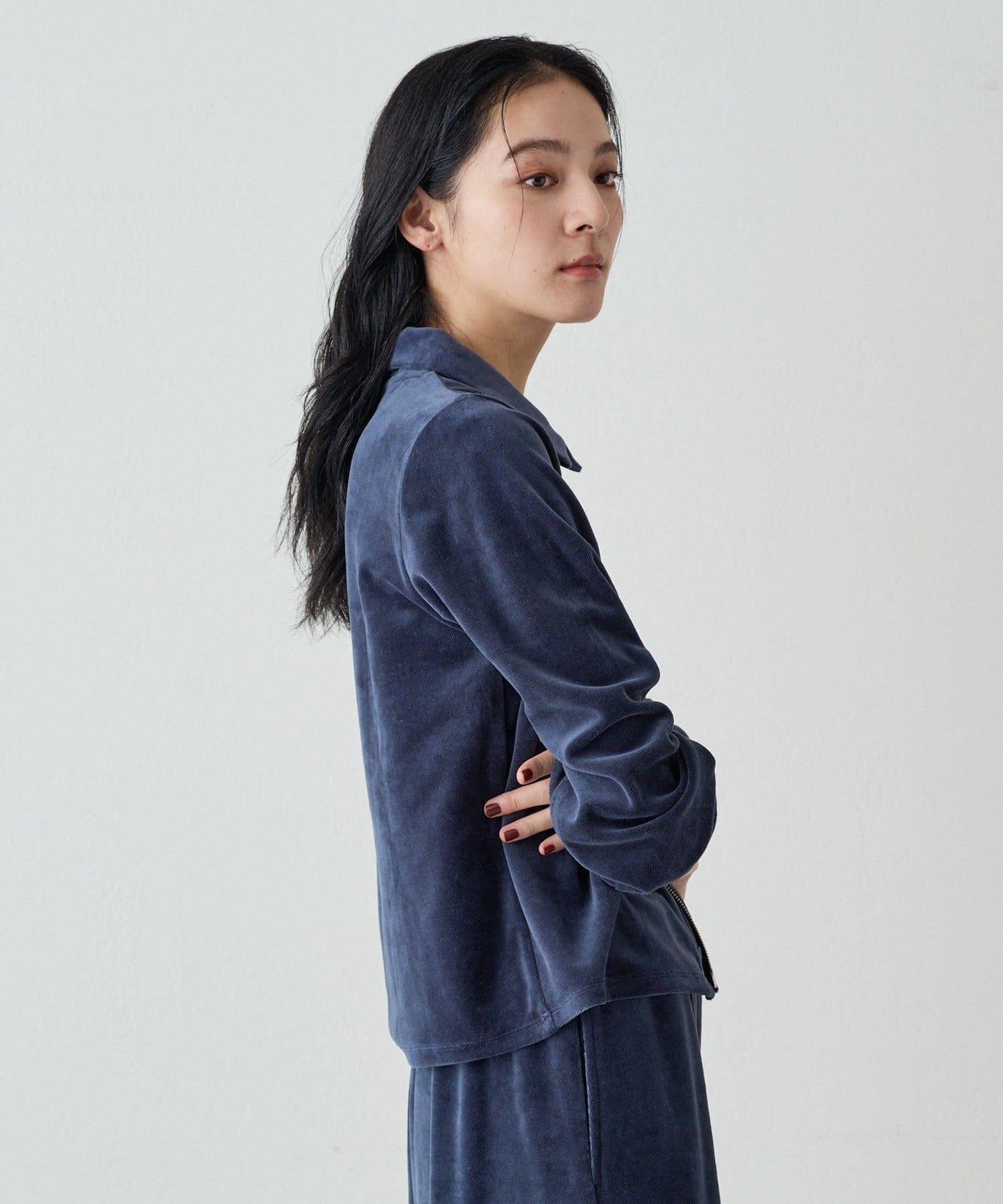 【earthy_】棉質絲絨雙拉鍊開衫