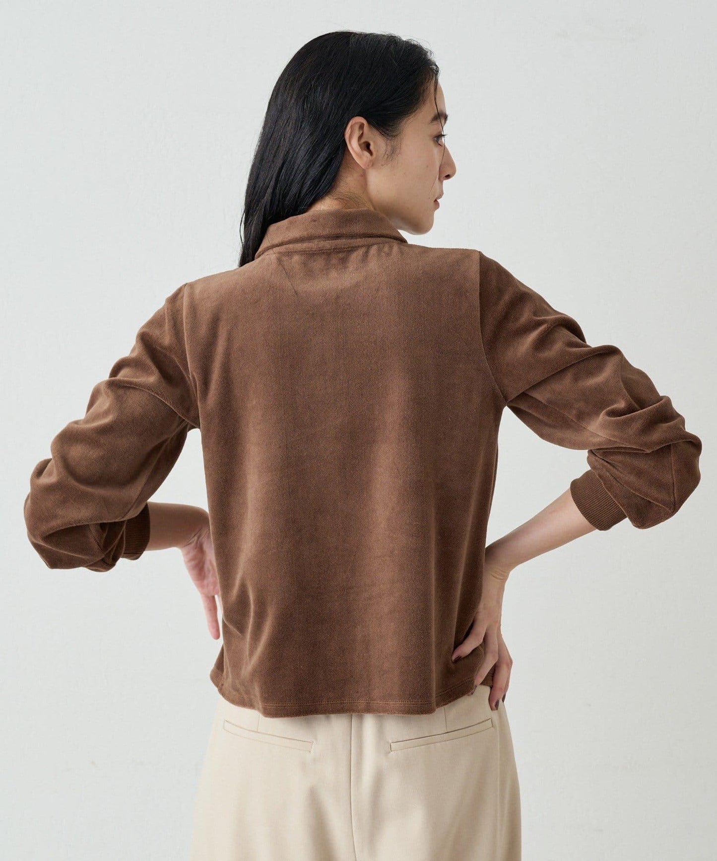 【earthy_】棉質絲絨雙拉鍊開衫