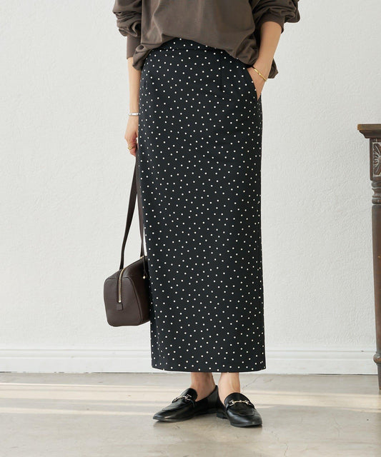 【復古/保持新鮮◎】圓點I型修身裙