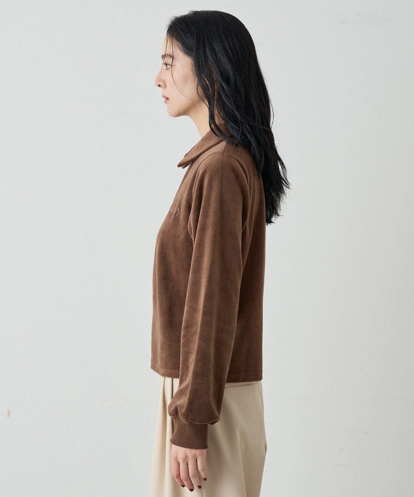 【earthy_】棉質絲絨雙拉鍊開衫