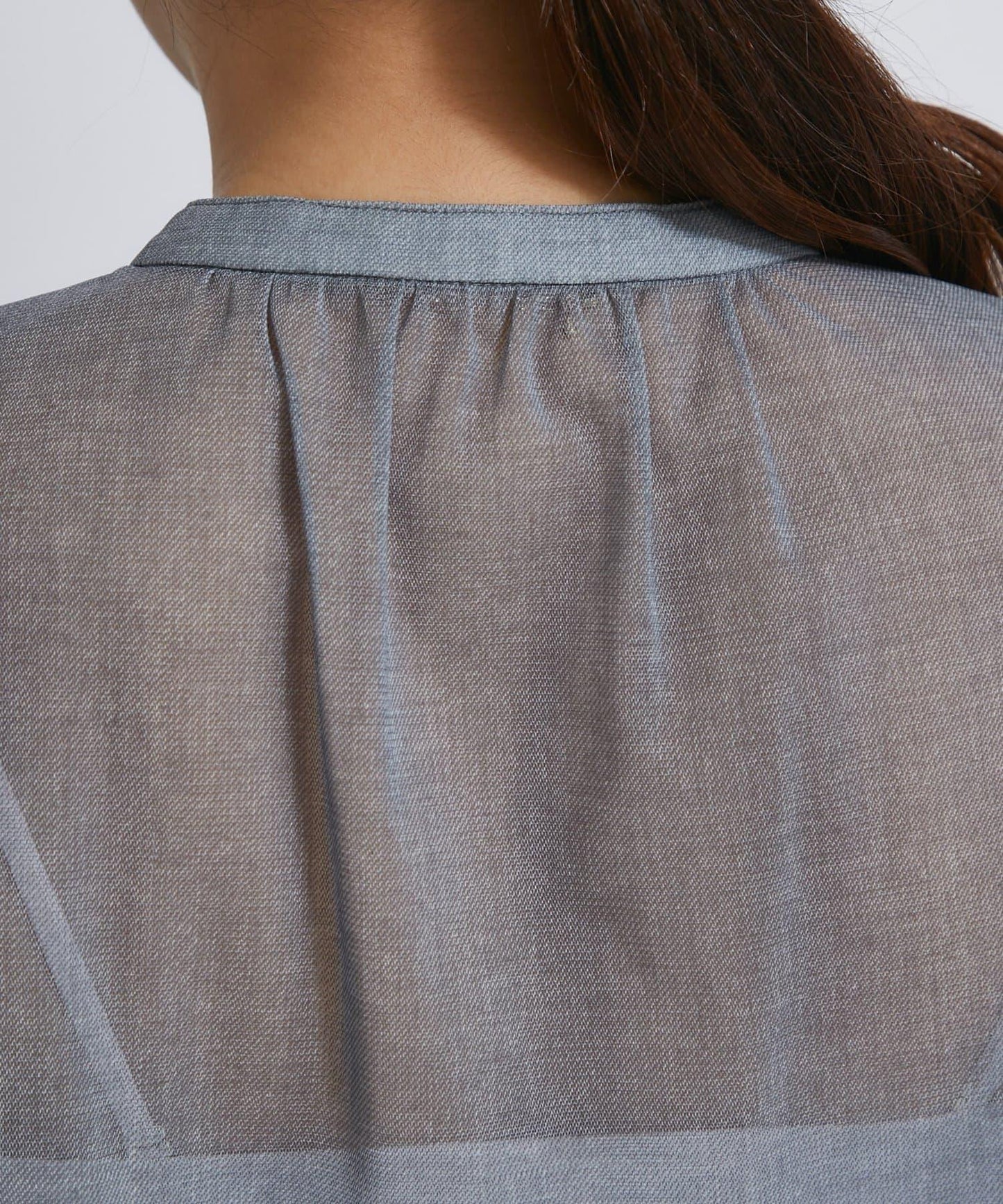 牛仔風網紗荷葉邊襯衫