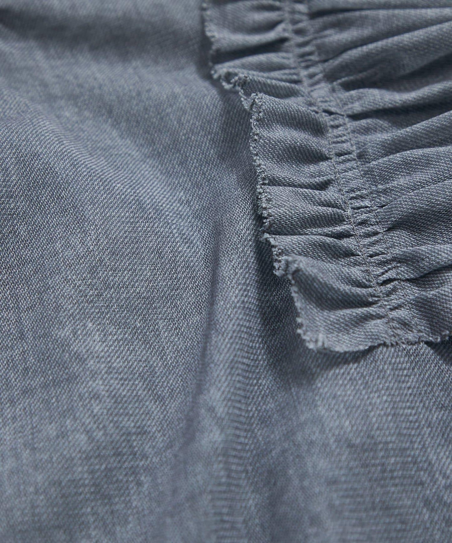 牛仔風網紗荷葉邊襯衫