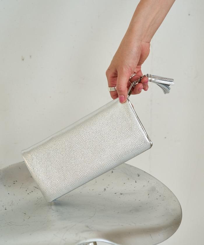 牛皮革 帶 流蘇 拉鍊 錢包