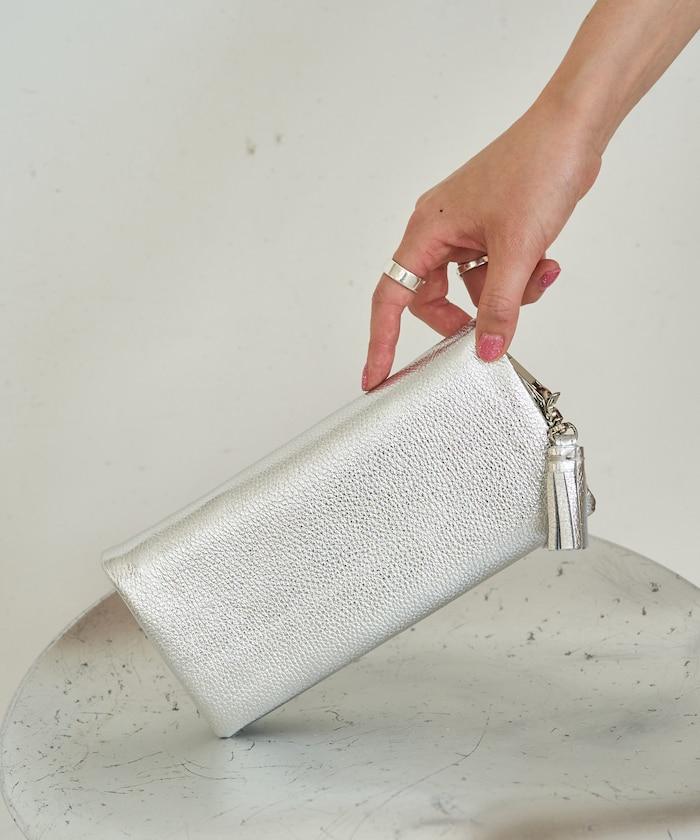 牛皮革 帶 流蘇 拉鍊 錢包