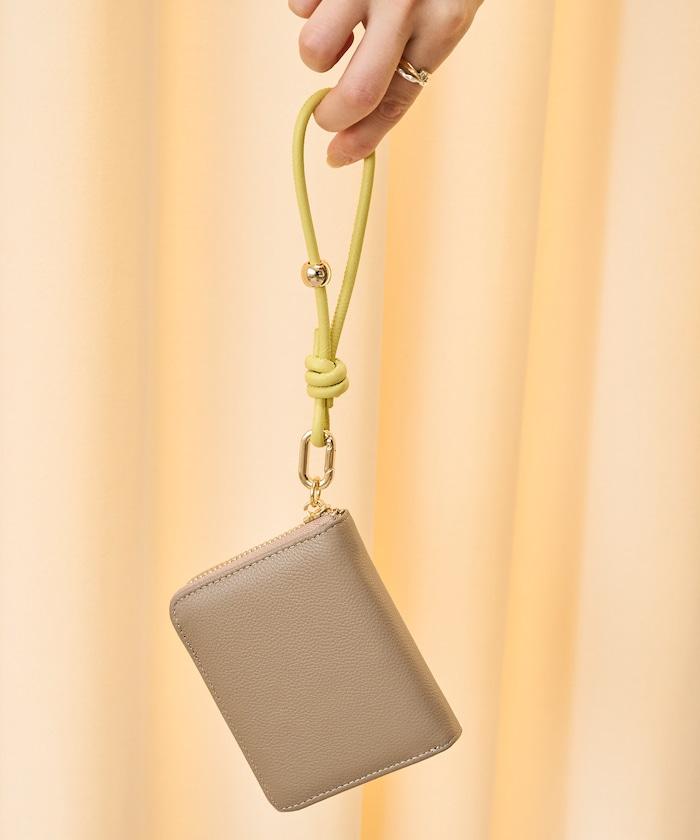 牛皮手提帶緊湊款錢包