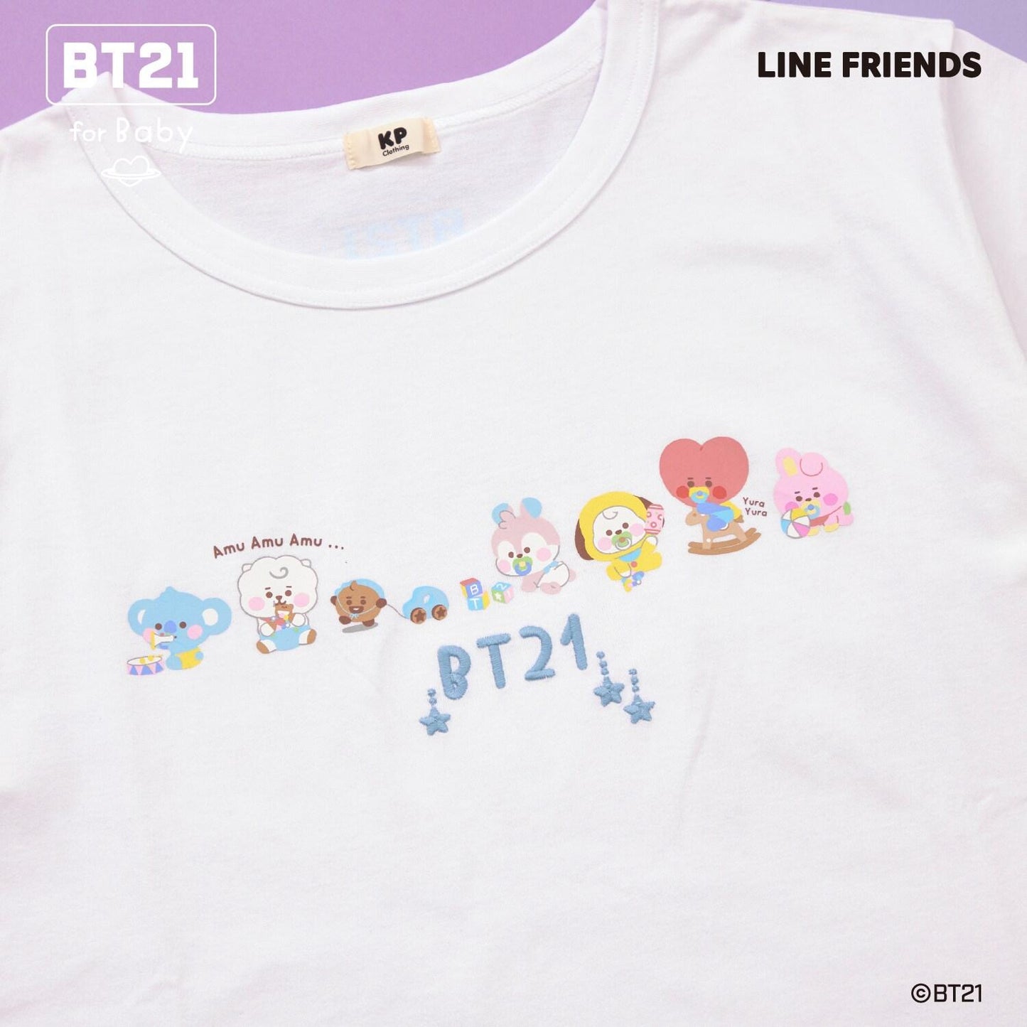 【《BT21》】印花及刺繡短袖T恤(成人款)