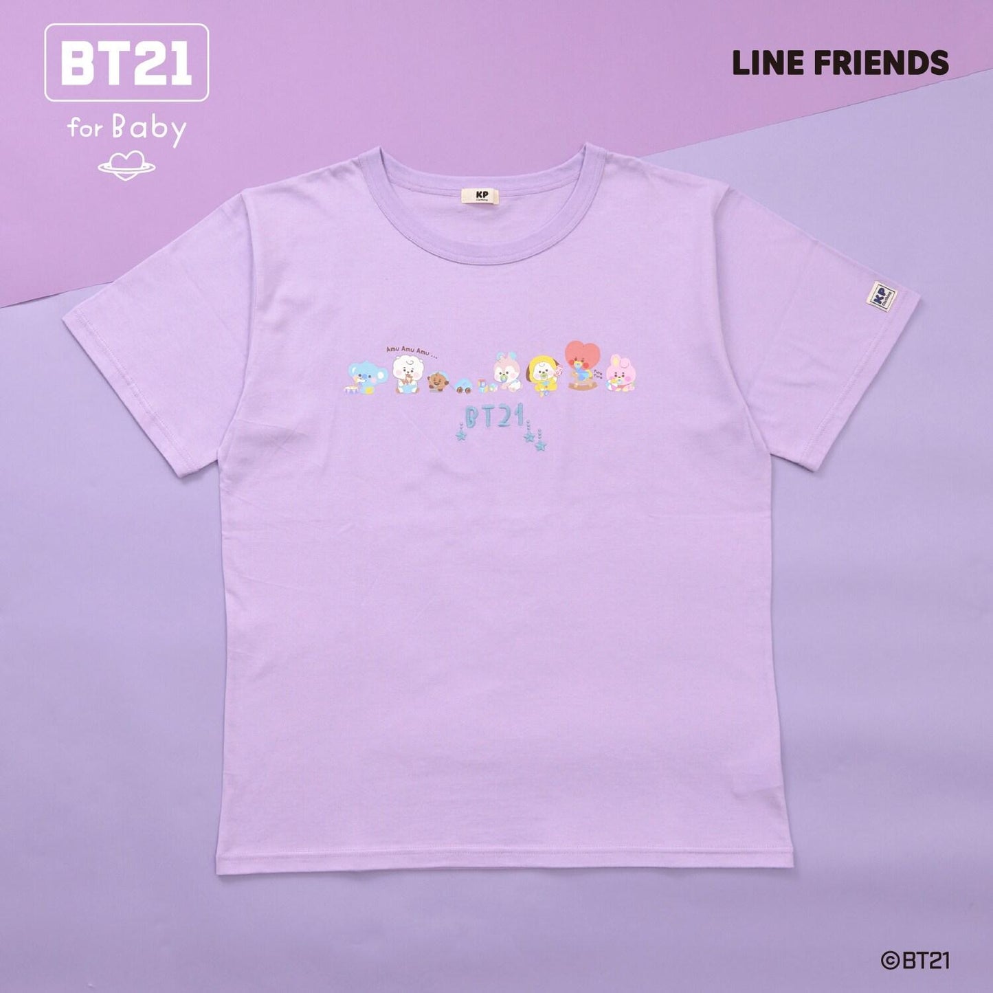 【《BT21》】印花及刺繡短袖T恤(成人款)