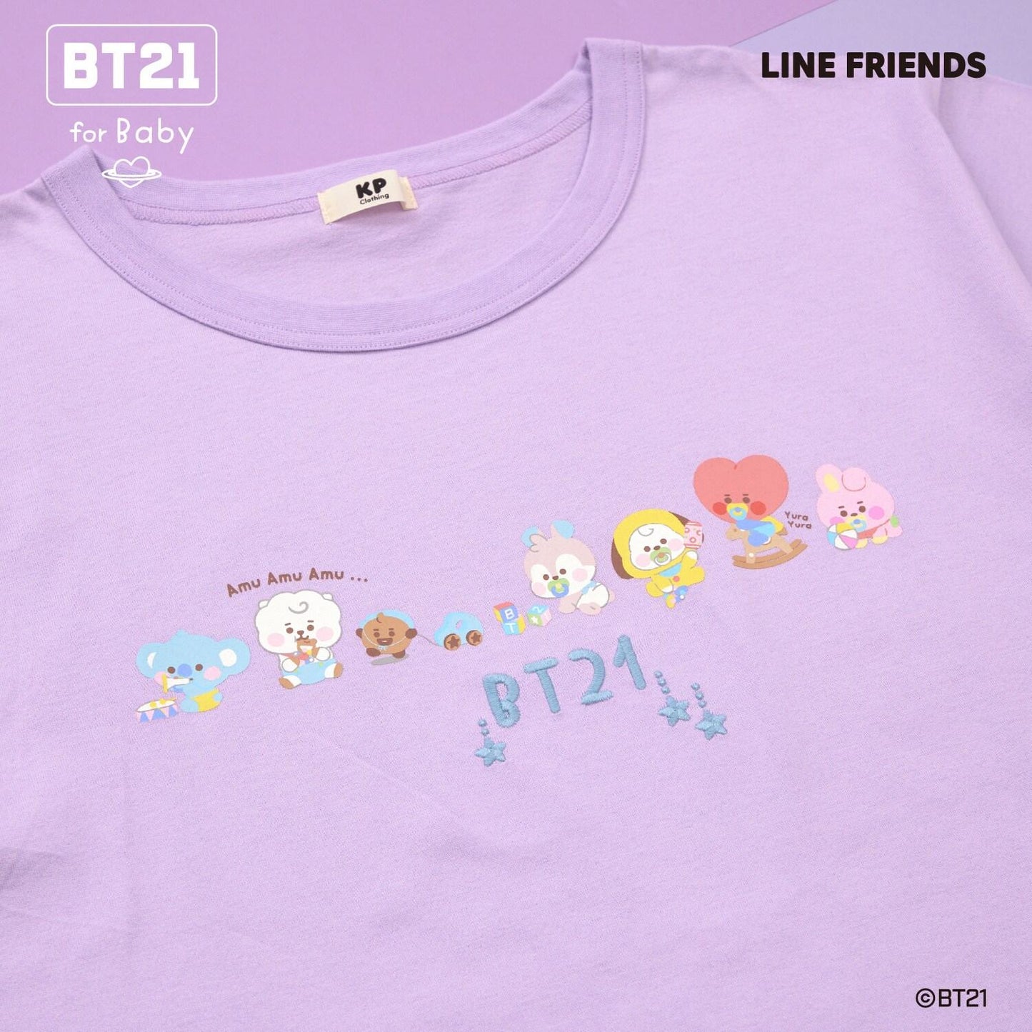 【《BT21》】印花及刺繡短袖T恤(成人款)