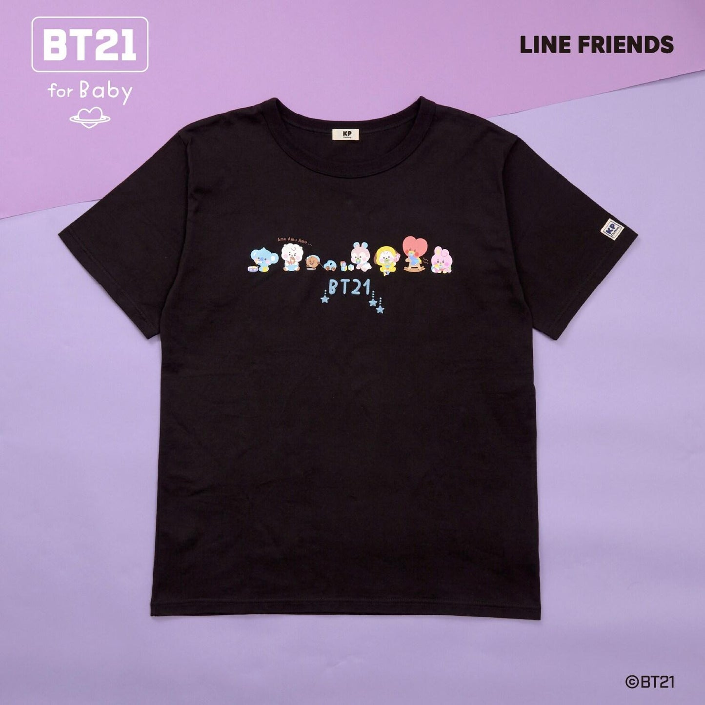 【《BT21》】印花及刺繡短袖T恤(成人款)