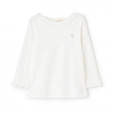 荷葉邊領口波浪邊長袖T恤