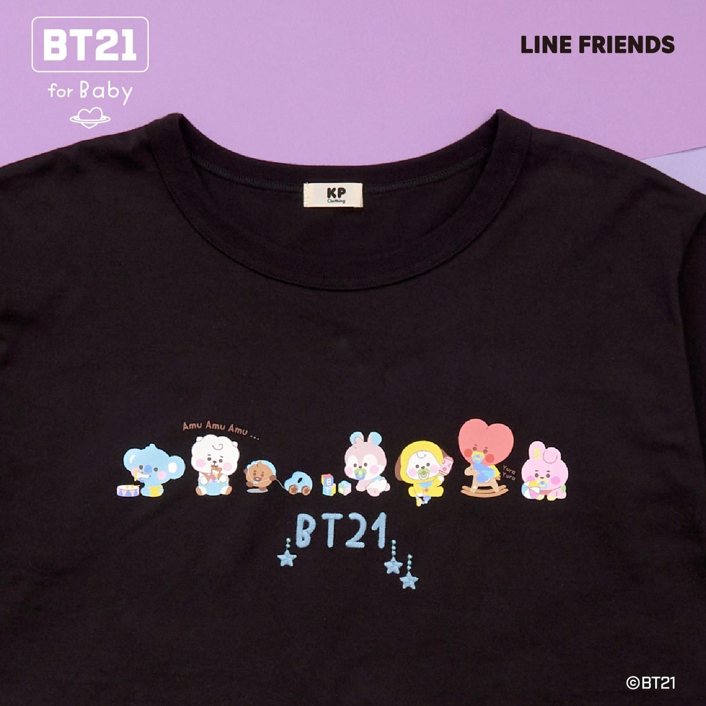 【《BT21》】印花及刺繡短袖T恤(成人款)
