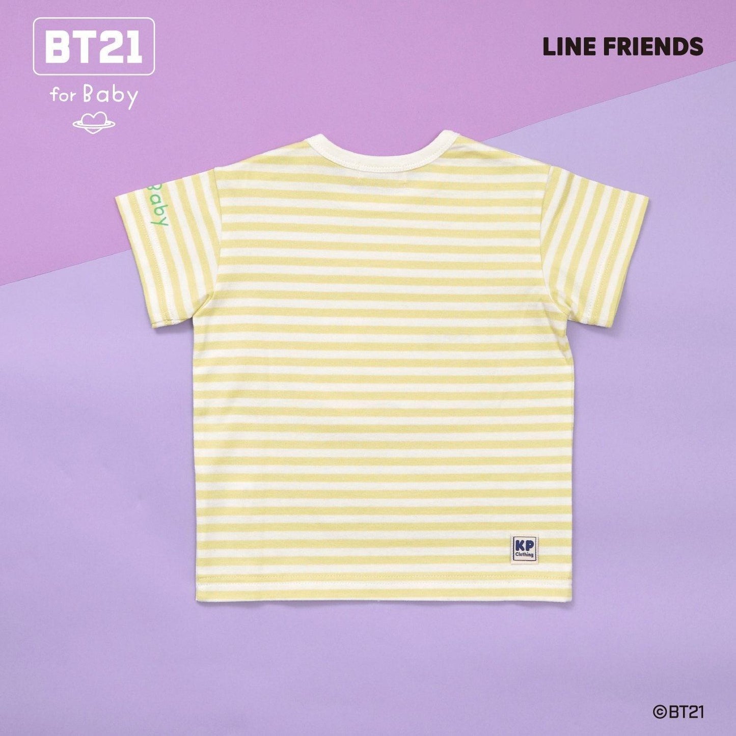 【《BT21》】貼布繡條紋短袖T恤