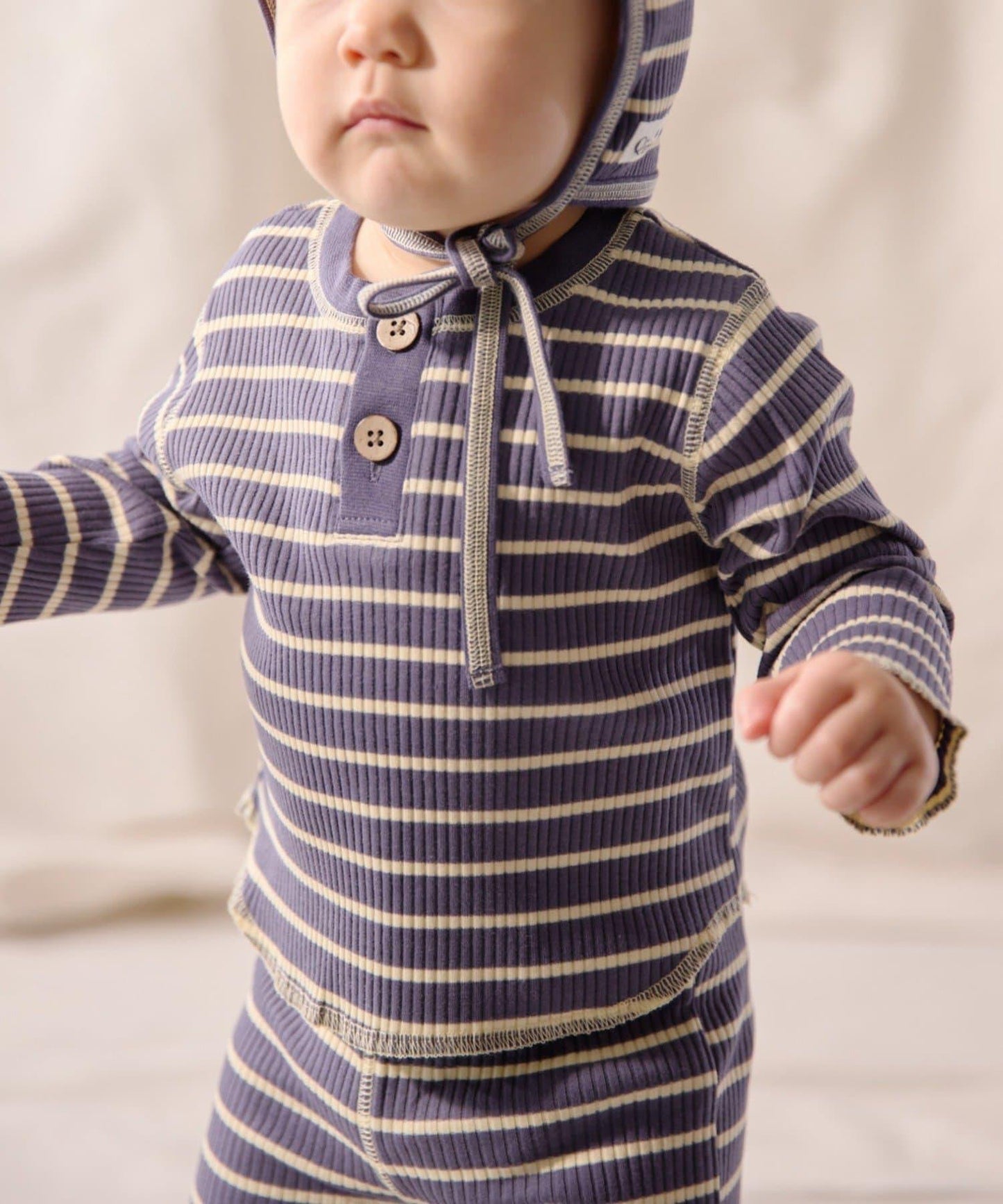 【寶寶】【欽】條紋肋織亨利領上衣