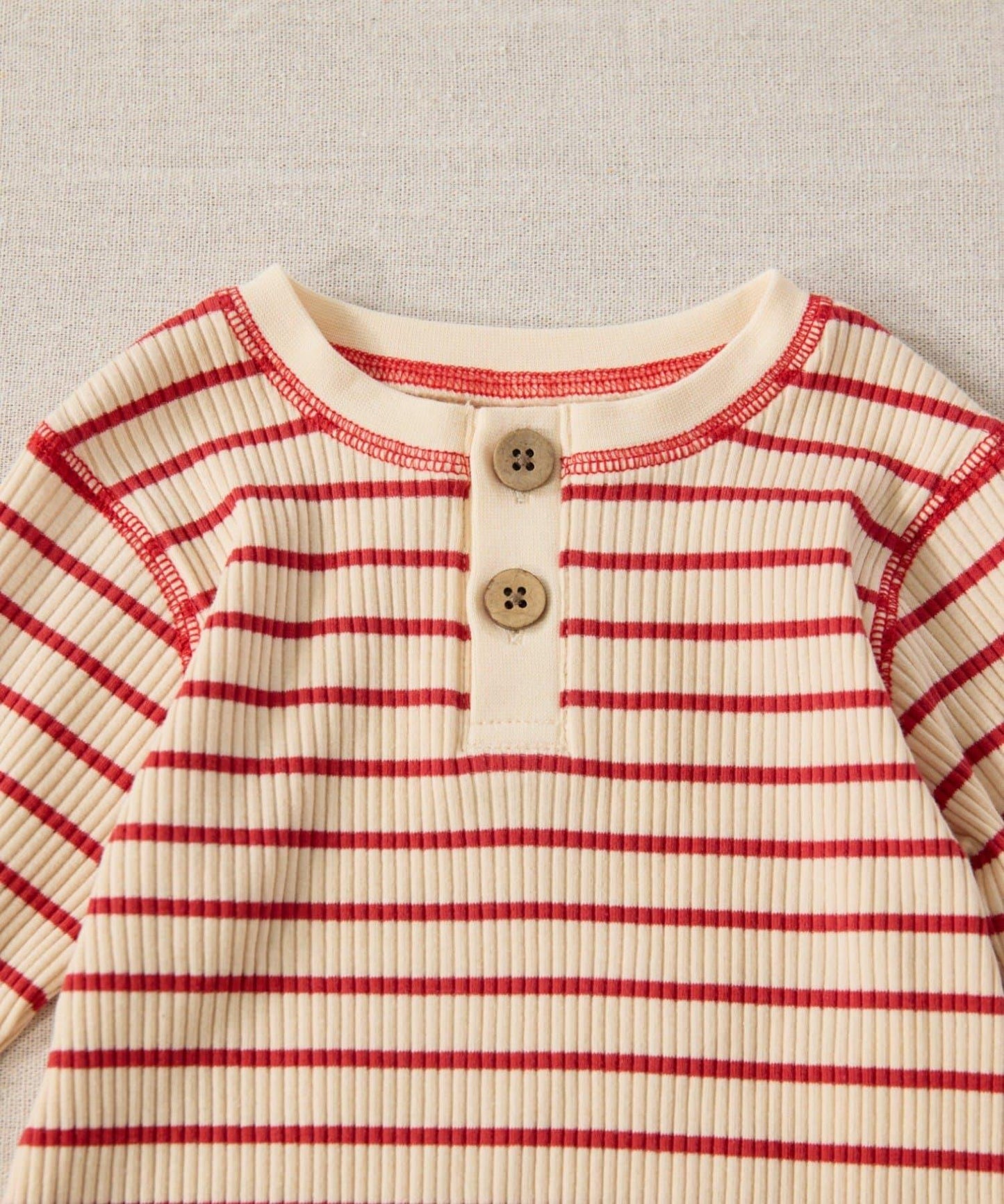 【寶寶】【欽】條紋肋織亨利領上衣