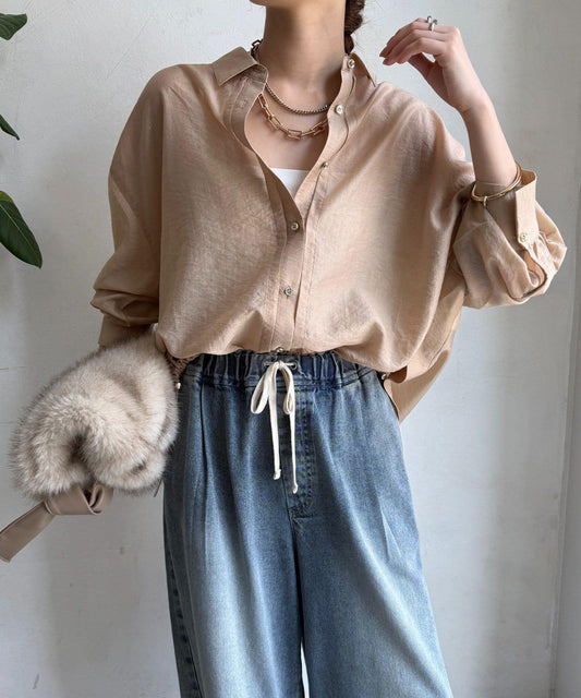 領口透視螺紋襯衫