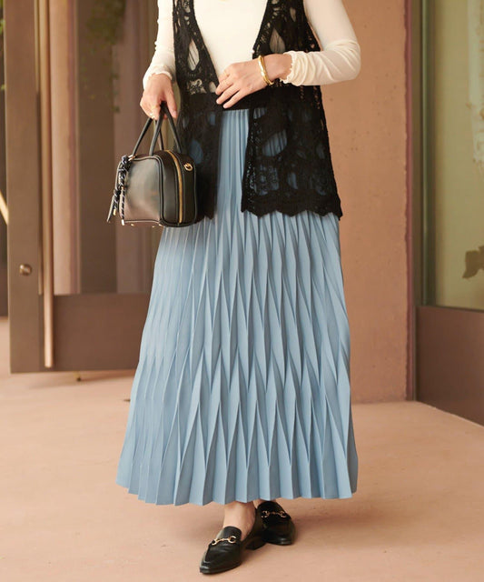 《腰部全鬆緊設計·優雅顯瘦◎》褶皺半身裙