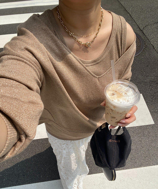 【櫻花企劃】閃亮衛衣背心套裝