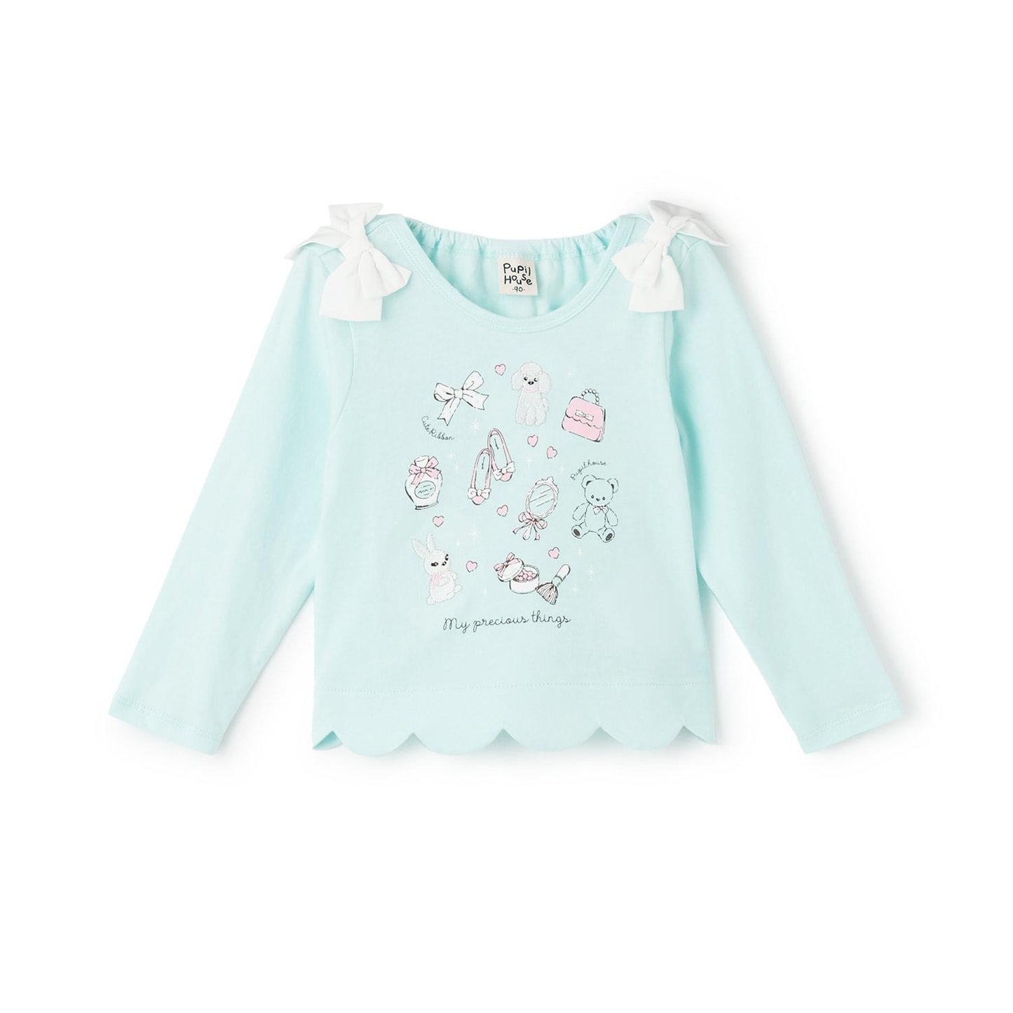 下襬波浪邊圖案長袖T恤