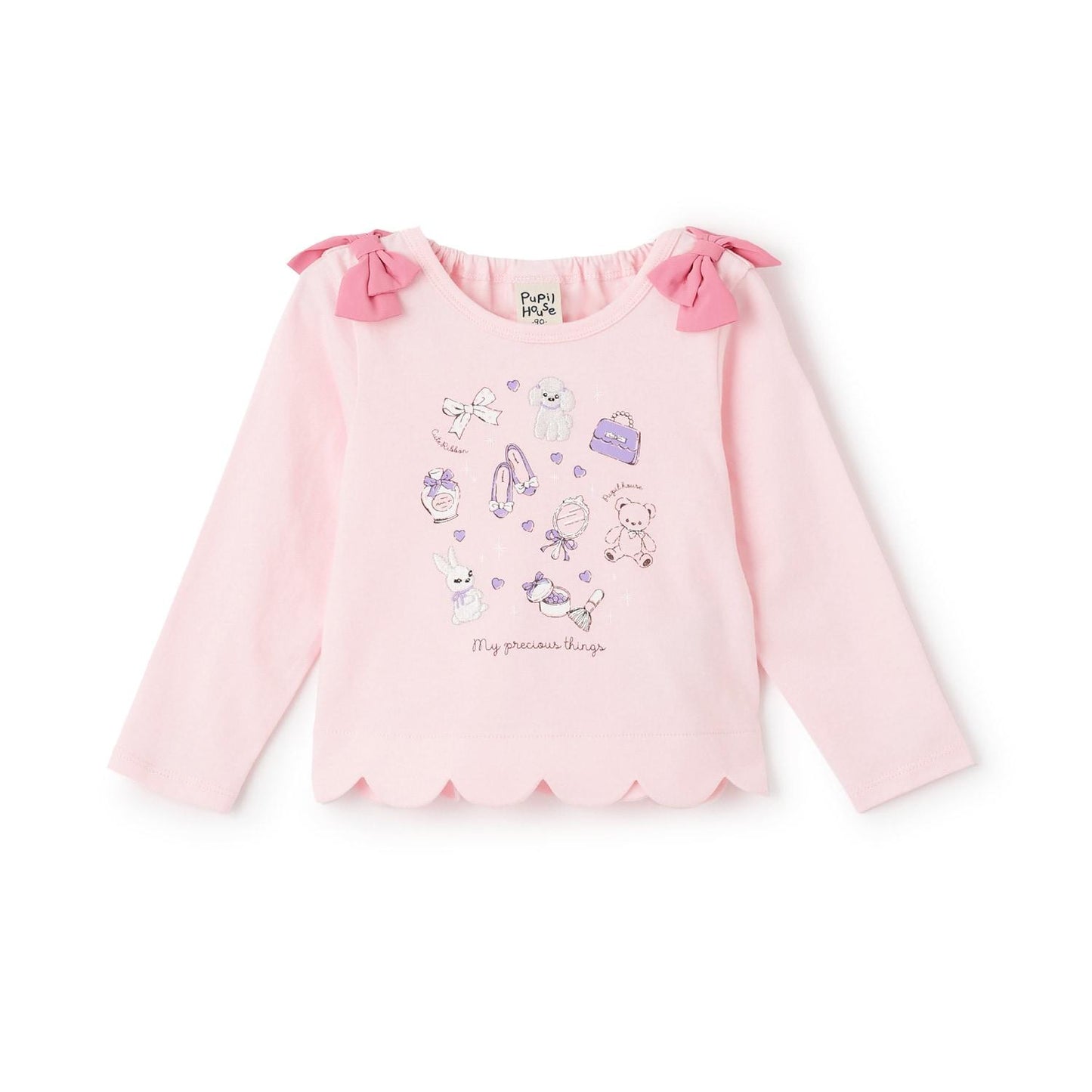 下襬波浪邊圖案長袖T恤