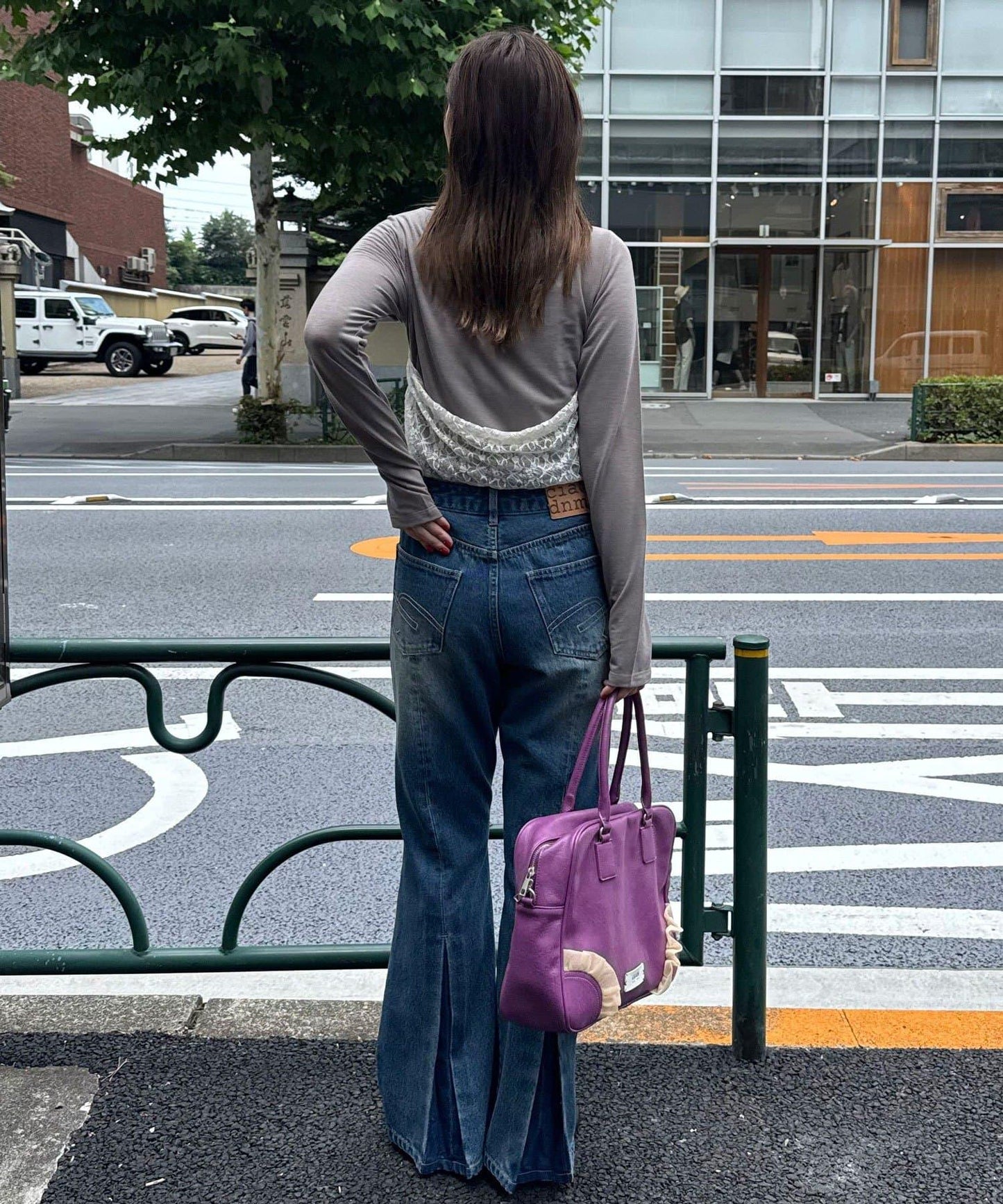 【CIAN DENIM/藍色牛仔布】褶皺喇叭牛仔褲#101