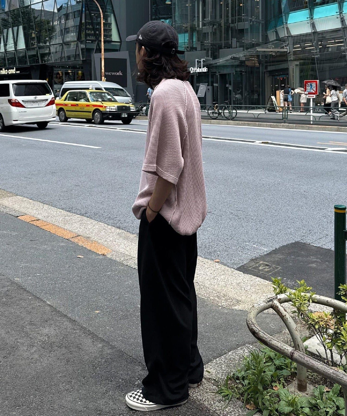 顏料呢華夫餅亨利領T恤