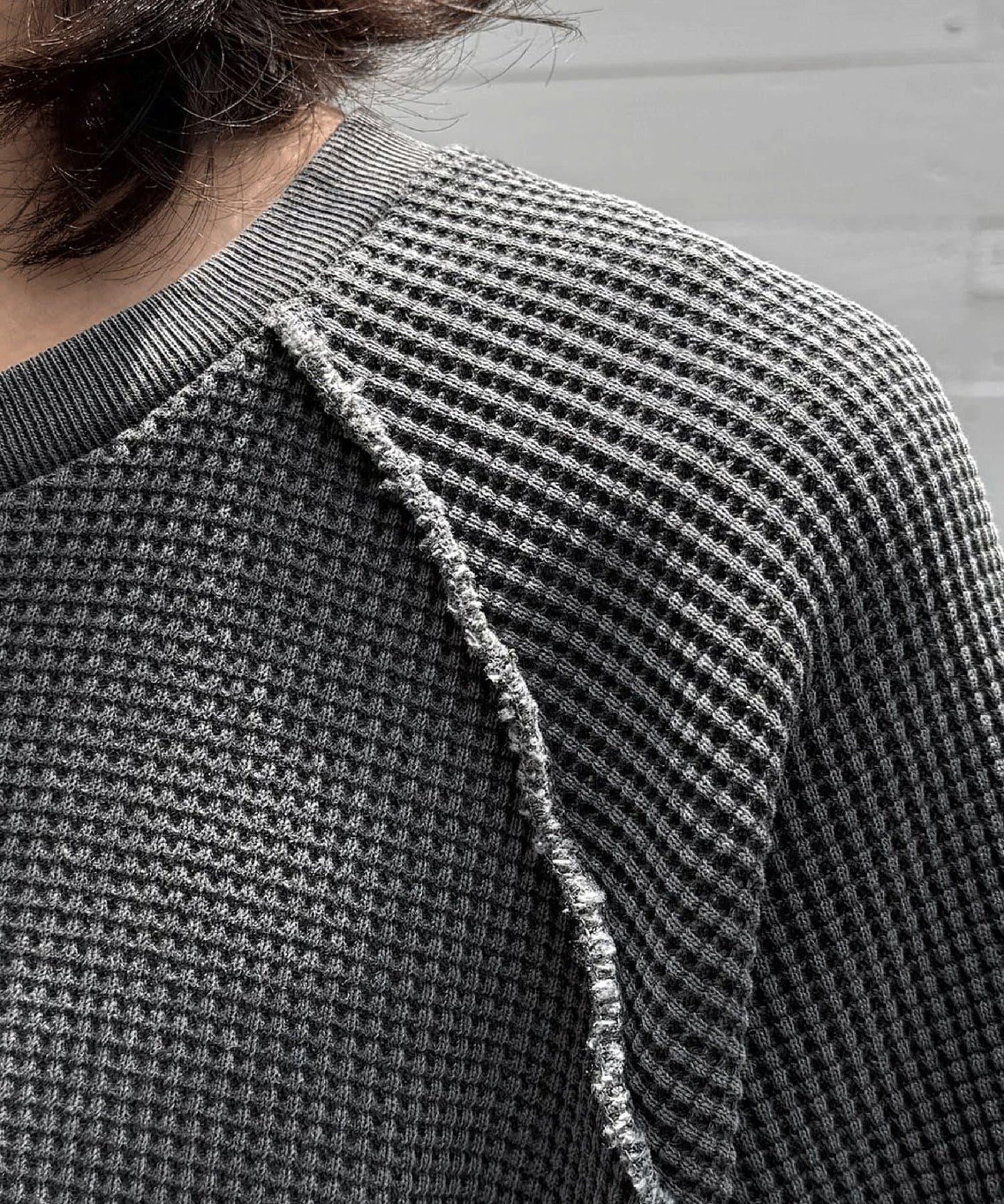 顏料呢華夫餅亨利領T恤