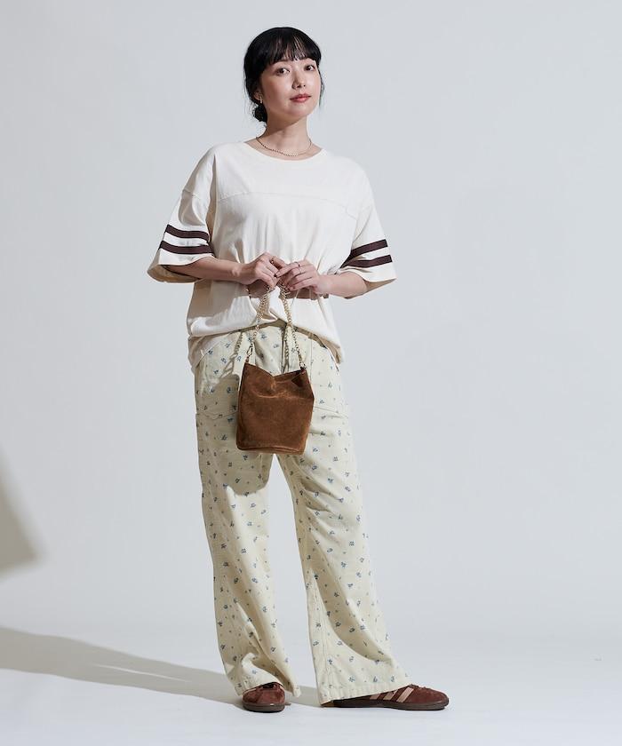 鄉村風格燈花圖案絨布褲子<可搭配套裝>
