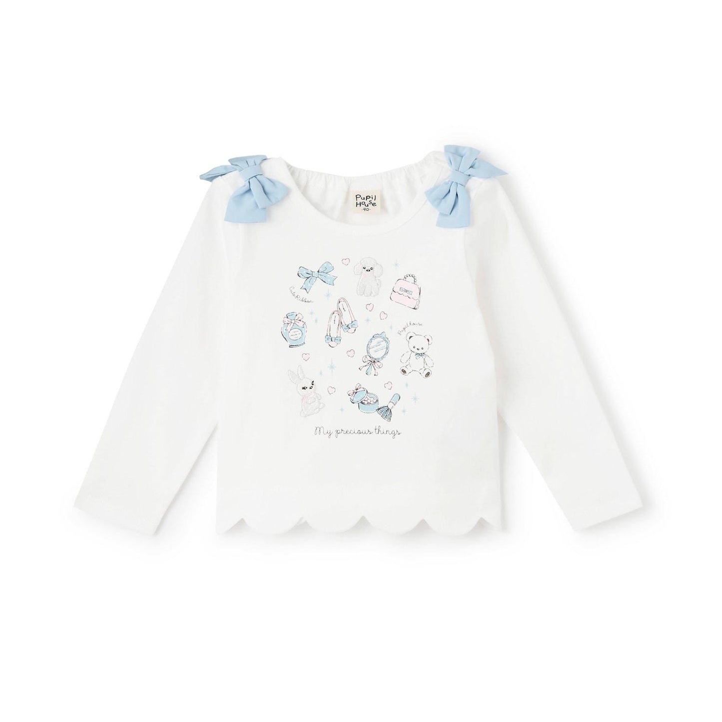 下襬波浪邊圖案長袖T恤