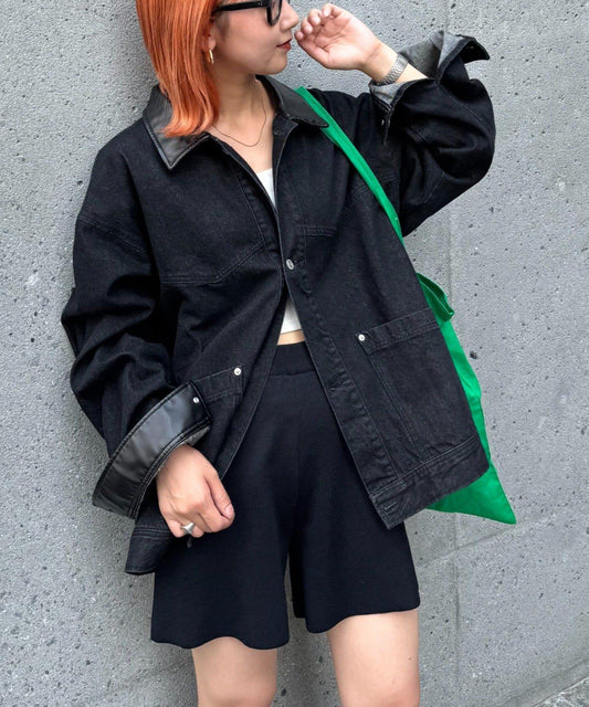 【男士】皮革領西部風牛仔夾克/套裝商品