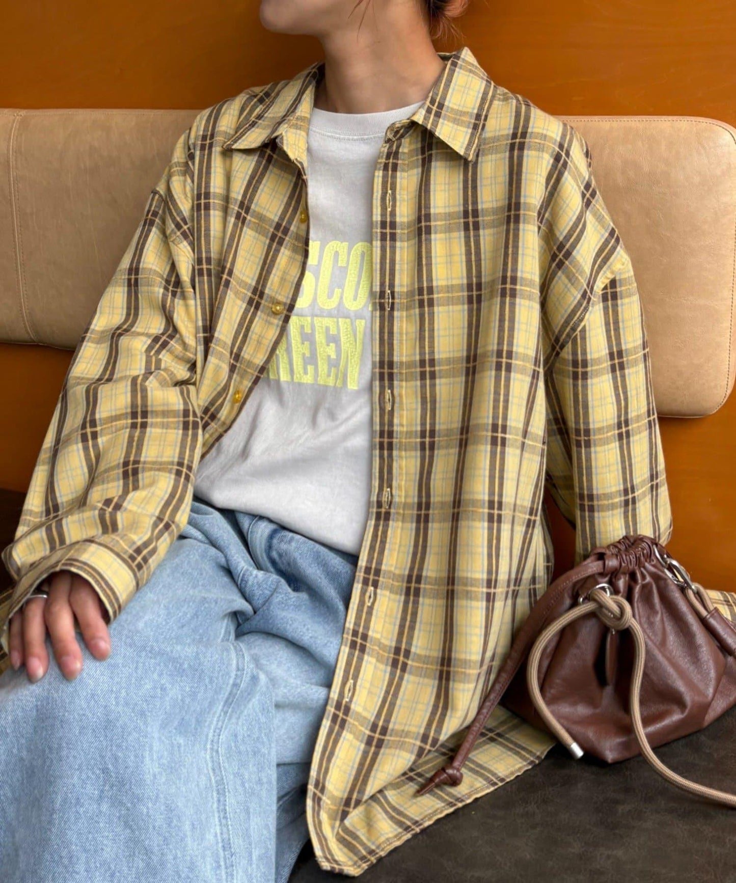 【男女通用】商場混紡長袖格子襯衫