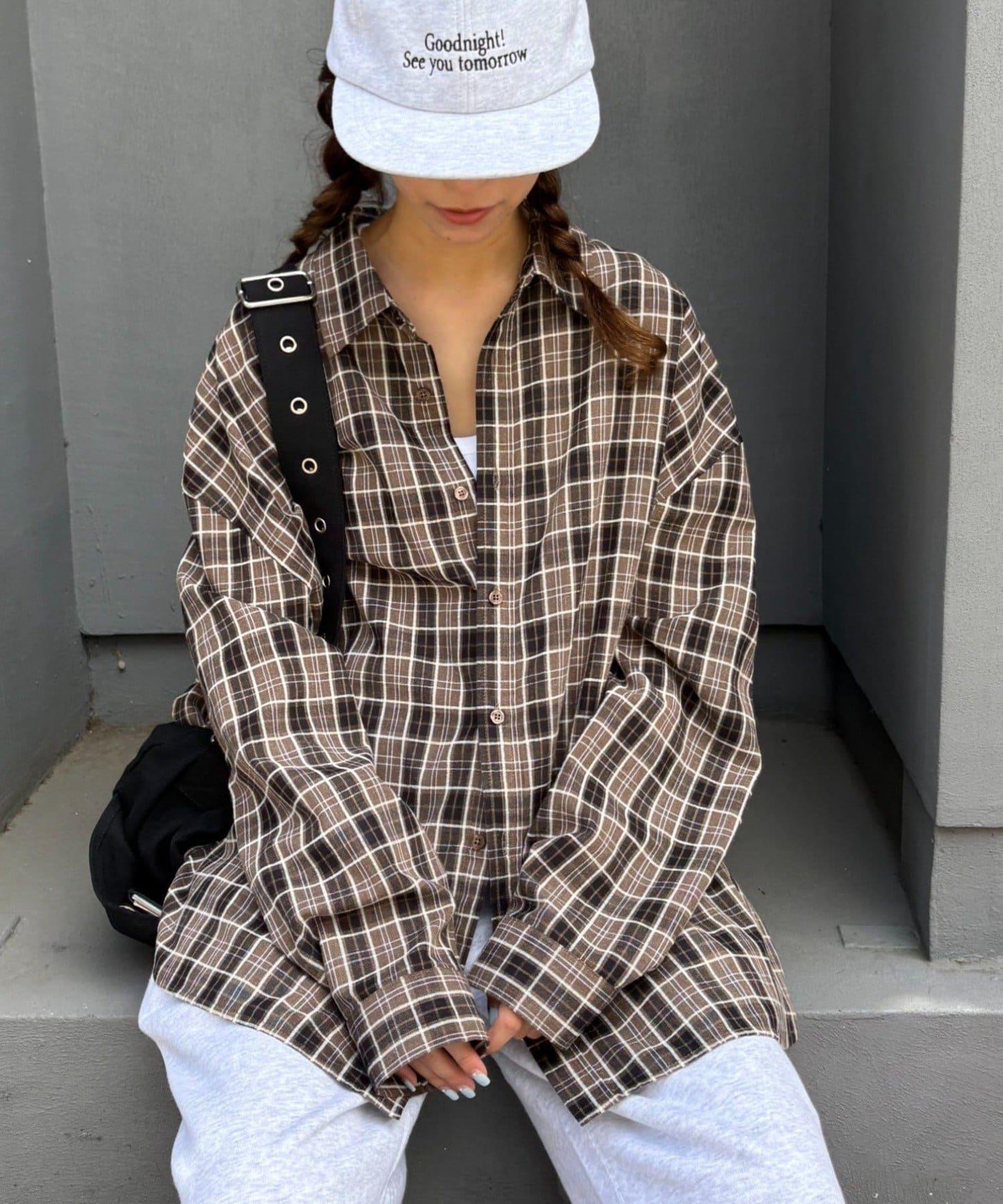 【男女通用】商場混紡長袖格子襯衫